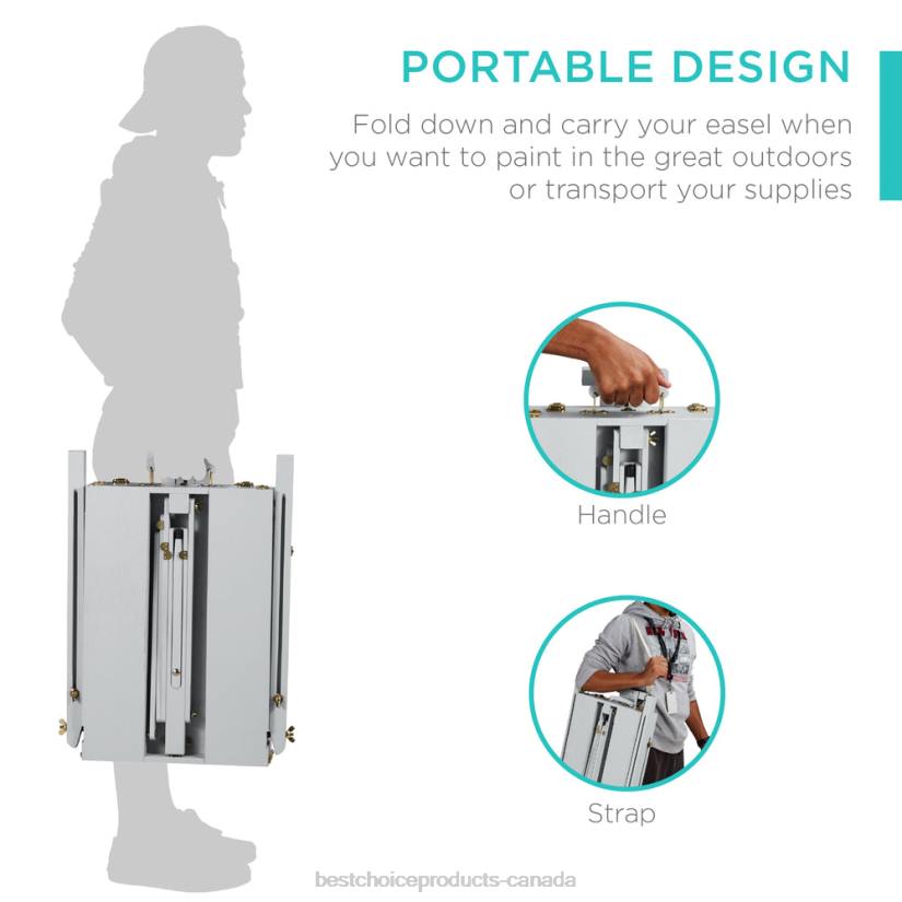 4LT21034 Gray Best Choice Products Portable Wooden French Easel w/ 32pc Beginners Kit