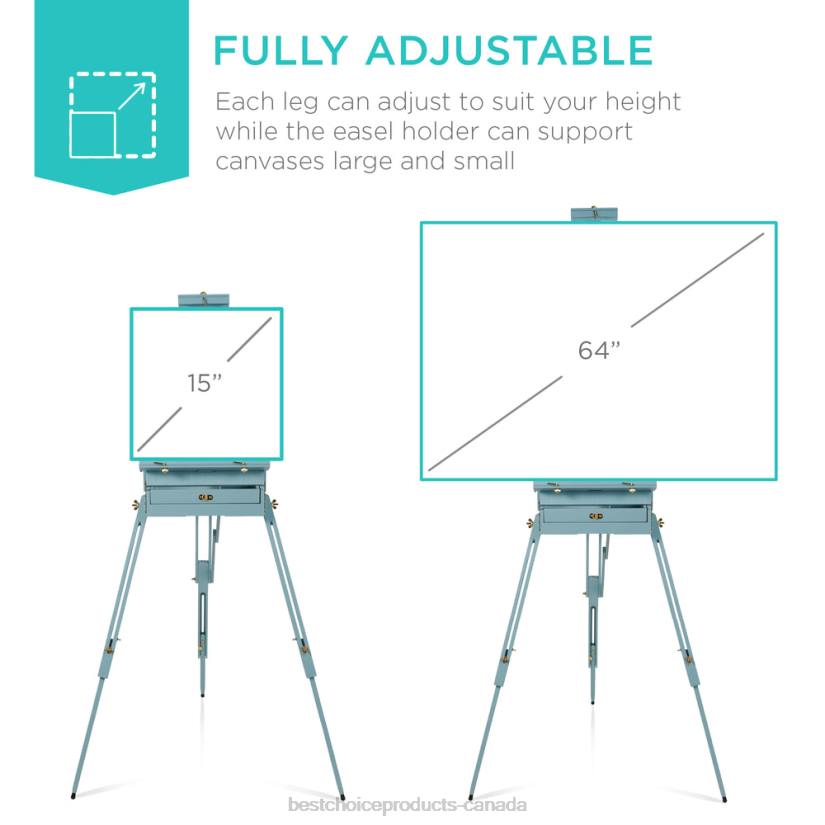 4LT21035 Blue Best Choice Products Portable Wooden French Easel w/ 32pc Beginners Kit