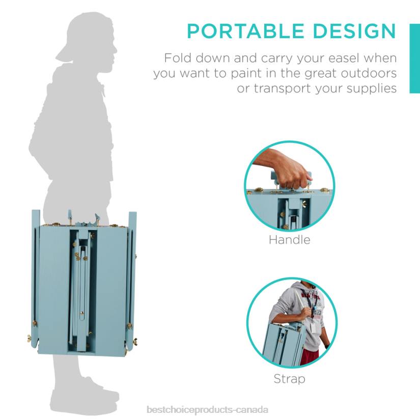 4LT21035 Blue Best Choice Products Portable Wooden French Easel w/ 32pc Beginners Kit