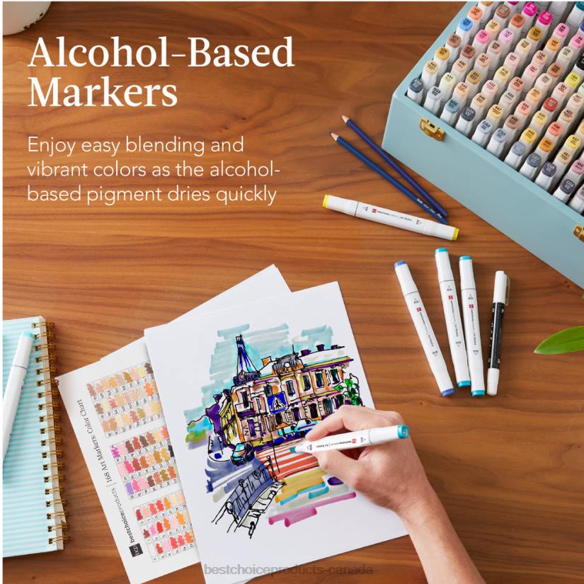 4LT21048 Blue Best Choice Products Alcohol-Based Marker Pen Kit w/ Brush & Chisel Tip, Carrying Case