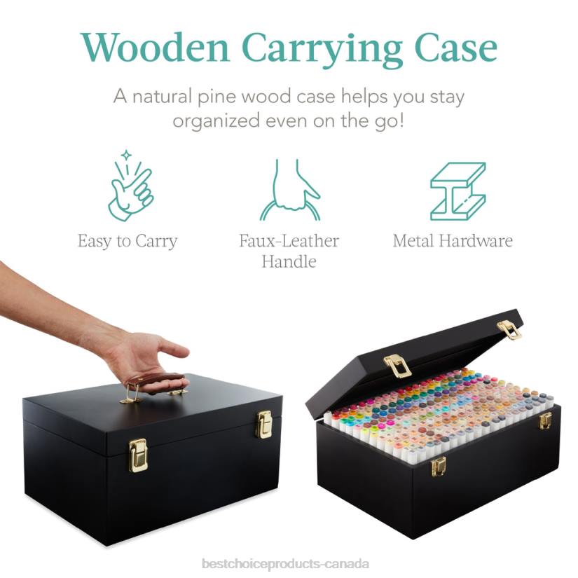 4LT21064 Black Best Choice Products Alcohol-Based Marker Pen Kit w/ Brush & Chisel Tip, Carrying Case