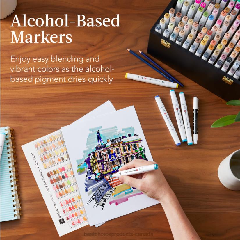4LT21064 Black Best Choice Products Alcohol-Based Marker Pen Kit w/ Brush & Chisel Tip, Carrying Case