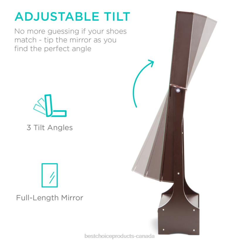 4LT21183 Brown Best Choice Products Standing Full Length LED Mirror Jewelry Armoire w/Interior & Exterior Lights