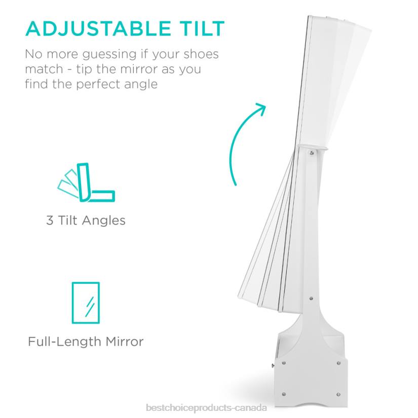 4LT21184 White Best Choice Products Standing Full Length LED Mirror Jewelry Armoire w/Interior & Exterior Lights