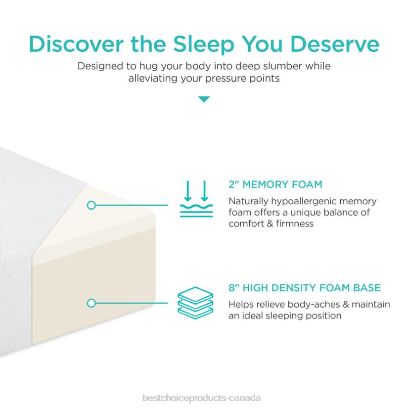 4LT21189 Beauty Best Choice Products 10in Dual Layered Memory Foam Mattress w/ CertiPUR-US Certified Foam