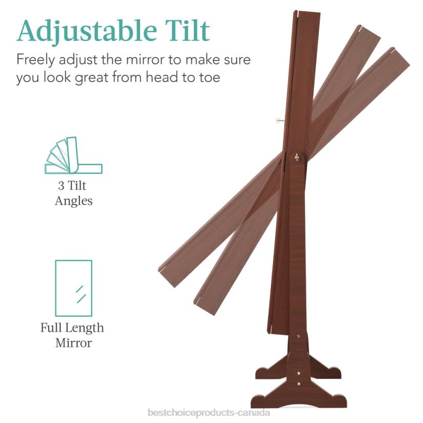 4LT21196 Walnut Best Choice Products Full Length Freestanding Jewelry Mirror Armoire w/ Velvet Interior