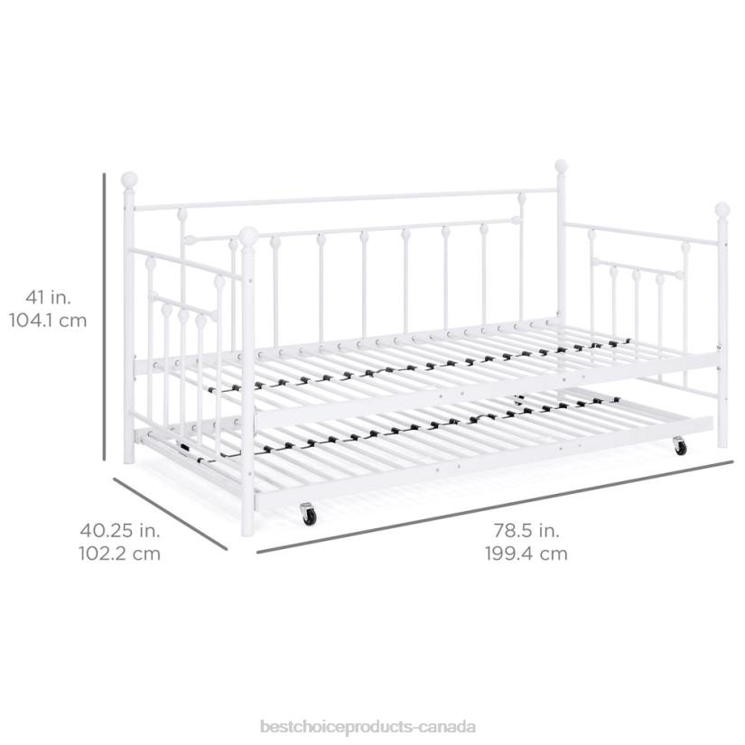 4LT21271 Bronze Best Choice Products Twin Sized Metal Lounge Daybed Frame w/ Trundle, Finials