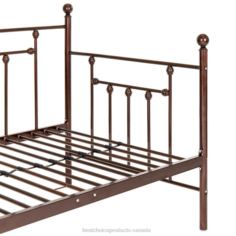 4LT21271 Bronze Best Choice Products Twin Sized Metal Lounge Daybed Frame w/ Trundle, Finials