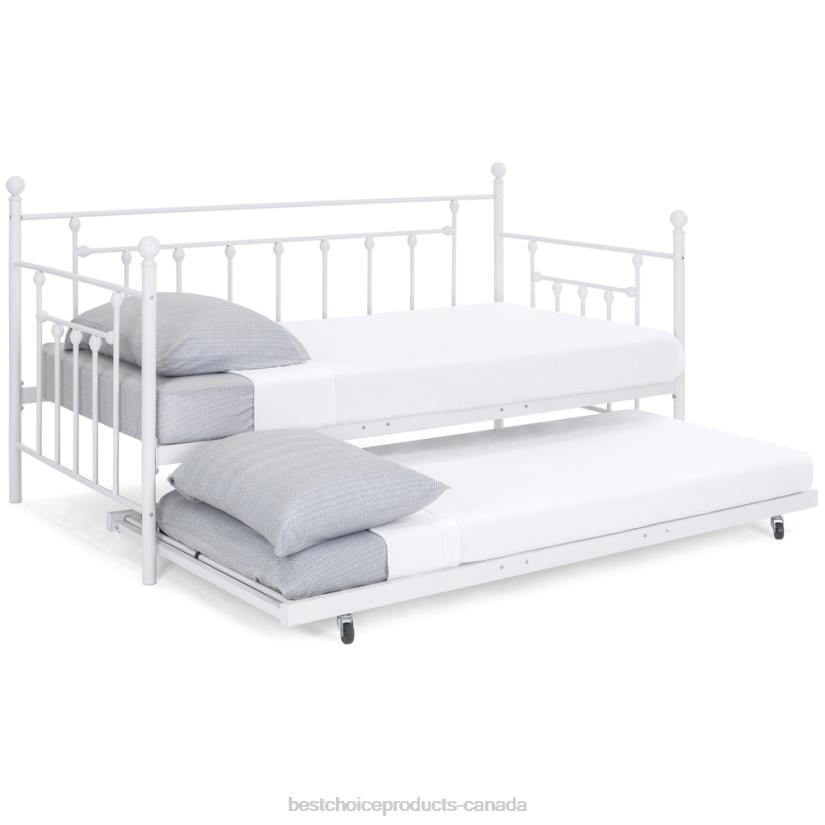 4LT21271 Bronze Best Choice Products Twin Sized Metal Lounge Daybed Frame w/ Trundle, Finials