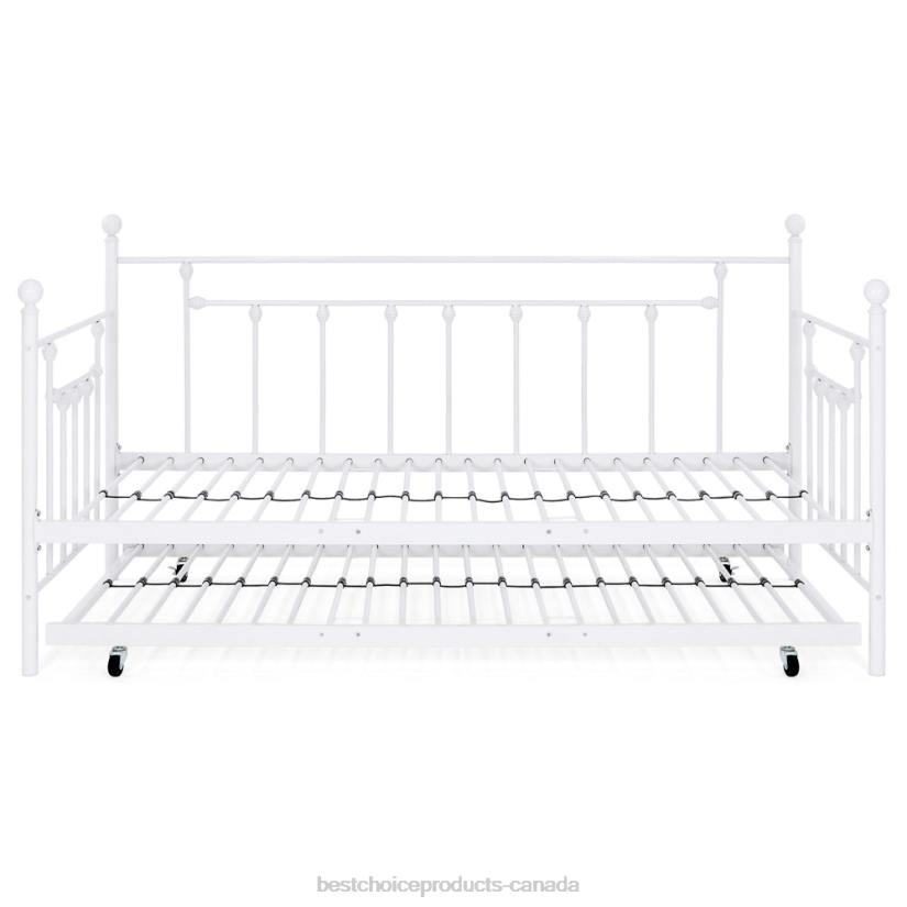 4LT21271 Bronze Best Choice Products Twin Sized Metal Lounge Daybed Frame w/ Trundle, Finials