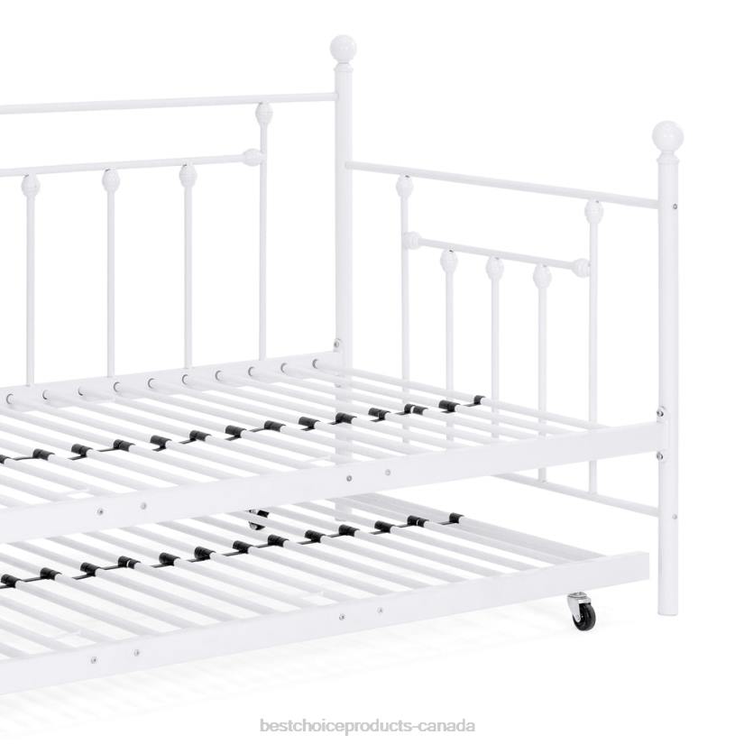 4LT21271 Bronze Best Choice Products Twin Sized Metal Lounge Daybed Frame w/ Trundle, Finials