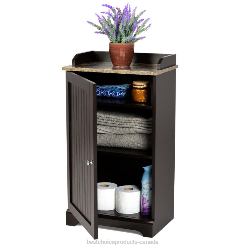 4LT21272 Brown Best Choice Products Bathroom Floor Storage Cabinet w/ Versatile Door