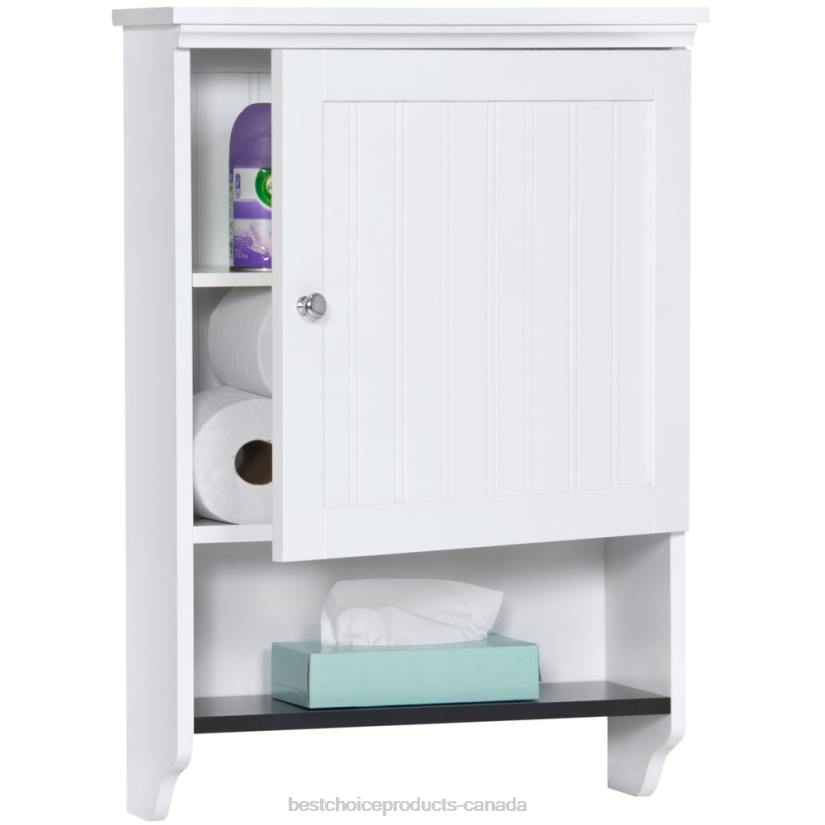 4LT21278 Brown Best Choice Products Bathroom Wall Mounted Hanging Cabinet Shelf Storage Decor