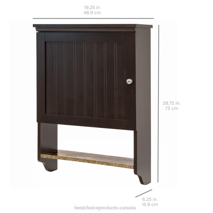 4LT21278 Brown Best Choice Products Bathroom Wall Mounted Hanging Cabinet Shelf Storage Decor
