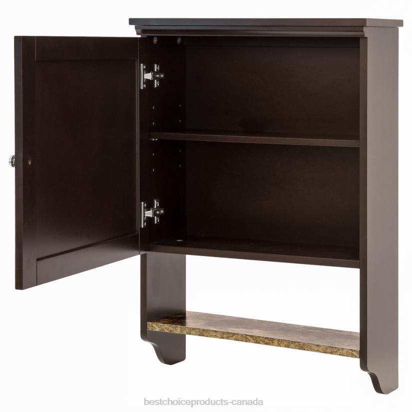 4LT21278 Brown Best Choice Products Bathroom Wall Mounted Hanging Cabinet Shelf Storage Decor
