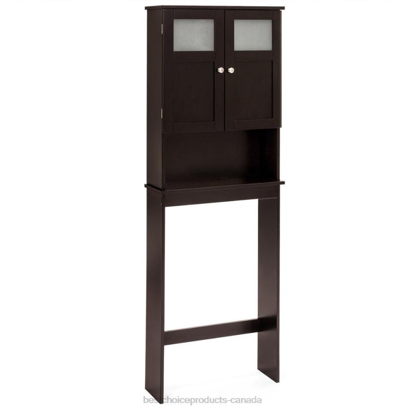 4LT21279 Brown Best Choice Products Double Door Over-the-Toilet Bathroom Storage Cabinet
