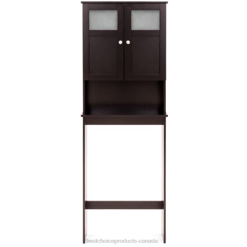 4LT21279 Brown Best Choice Products Double Door Over-the-Toilet Bathroom Storage Cabinet