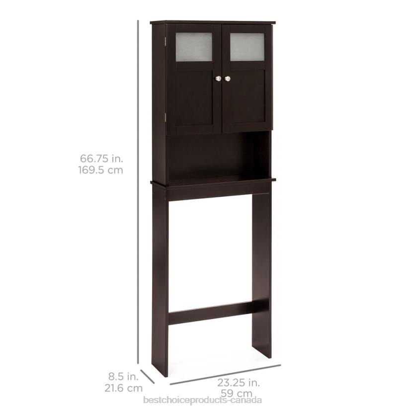 4LT21279 Brown Best Choice Products Double Door Over-the-Toilet Bathroom Storage Cabinet