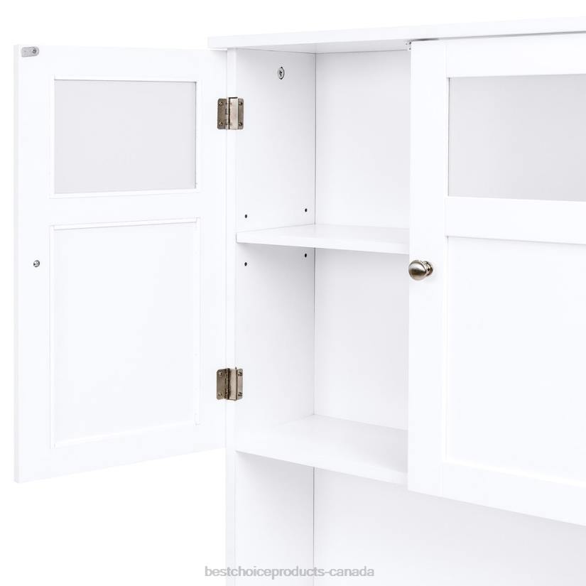 4LT21280 White Best Choice Products Double Door Over-the-Toilet Bathroom Storage Cabinet