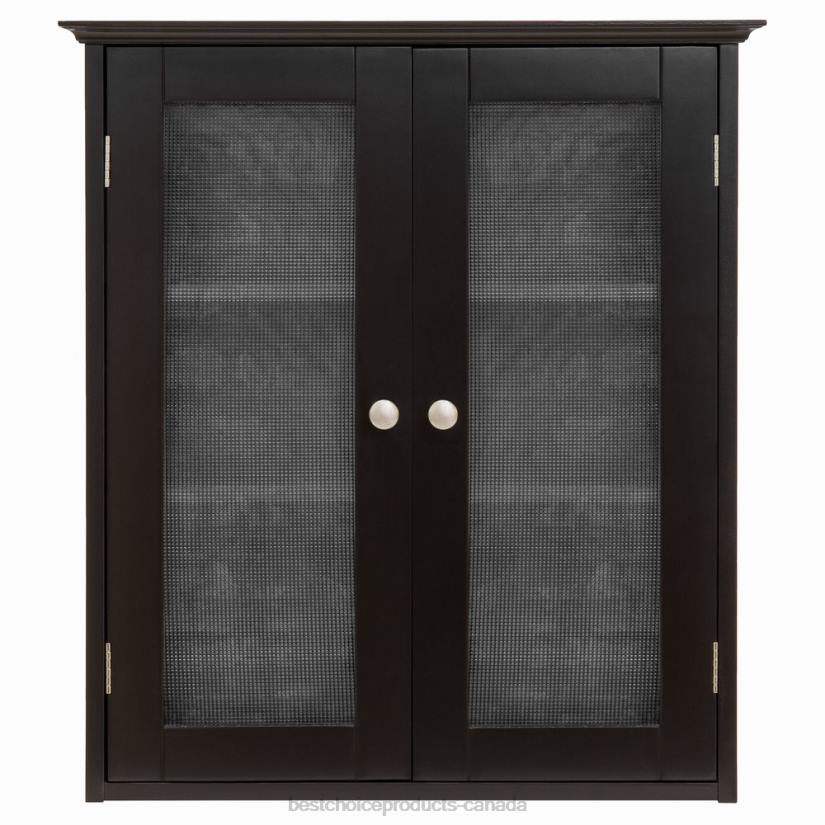 4LT21282 Brown Best Choice Products Bathroom Wall Storage Medicine Cabinet w/ Tempered Glass Double Doors