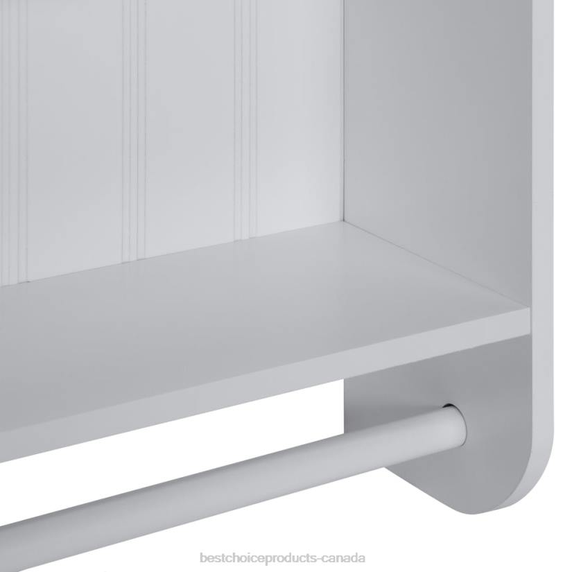 4LT21284 White Best Choice Products Bathroom Wall Storage Organization Cabinet w/ Double Doors, Towel Bar