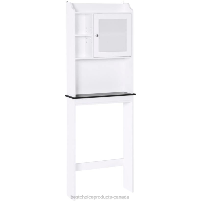 4LT21286 White Best Choice Products Over-the-Toilet Bathroom Storage Cabinet w/ 1 Door