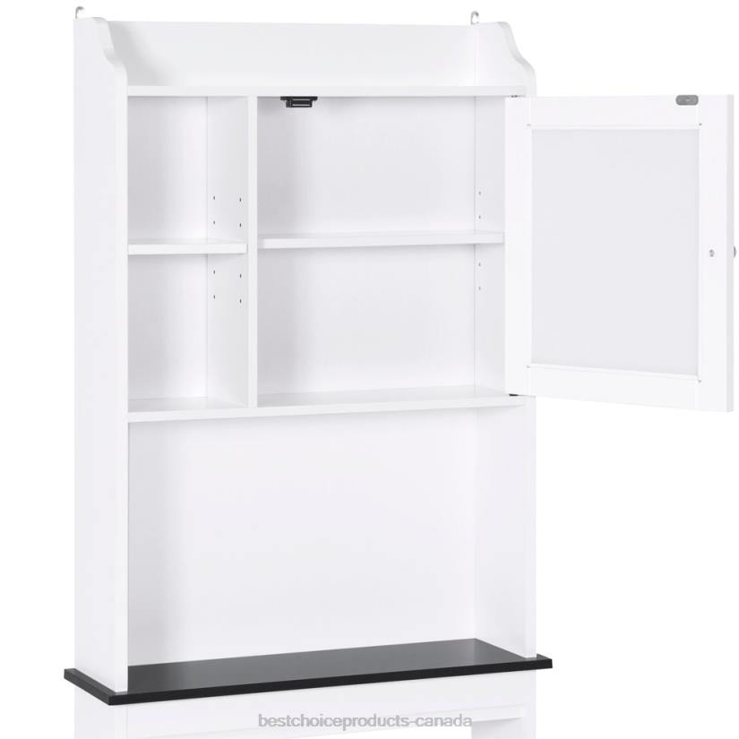 4LT21286 White Best Choice Products Over-the-Toilet Bathroom Storage Cabinet w/ 1 Door