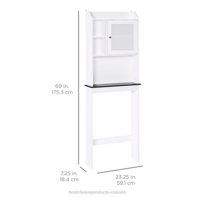 4LT21286 White Best Choice Products Over-the-Toilet Bathroom Storage Cabinet w/ 1 Door