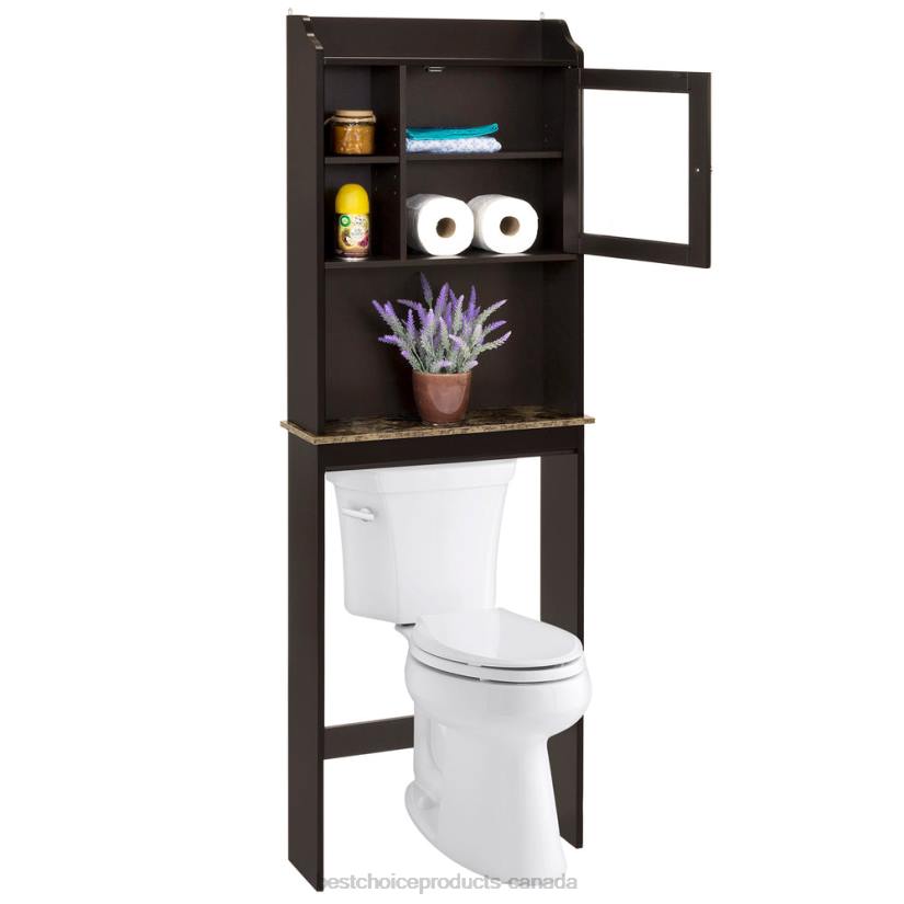 4LT21287 Espresso Best Choice Products Over-the-Toilet Bathroom Storage Cabinet w/ 1 Door