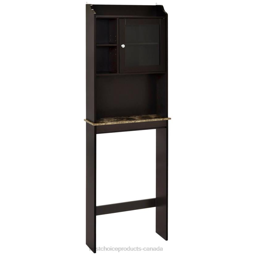 4LT21287 Espresso Best Choice Products Over-the-Toilet Bathroom Storage Cabinet w/ 1 Door