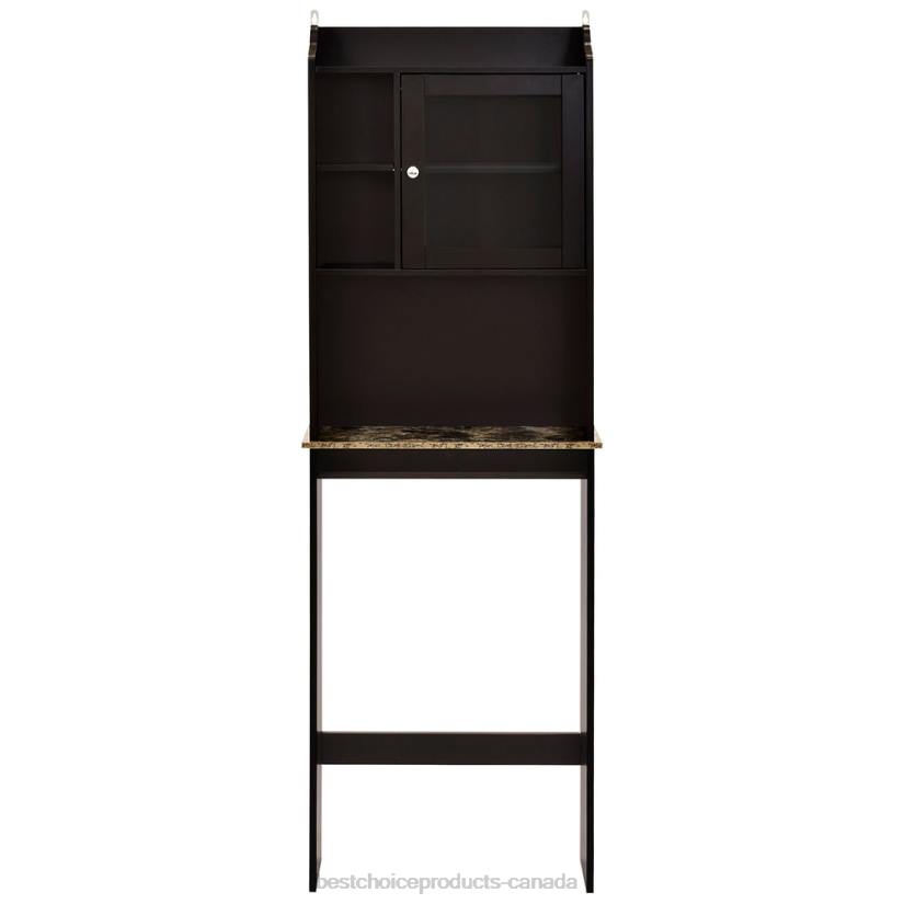 4LT21287 Espresso Best Choice Products Over-the-Toilet Bathroom Storage Cabinet w/ 1 Door