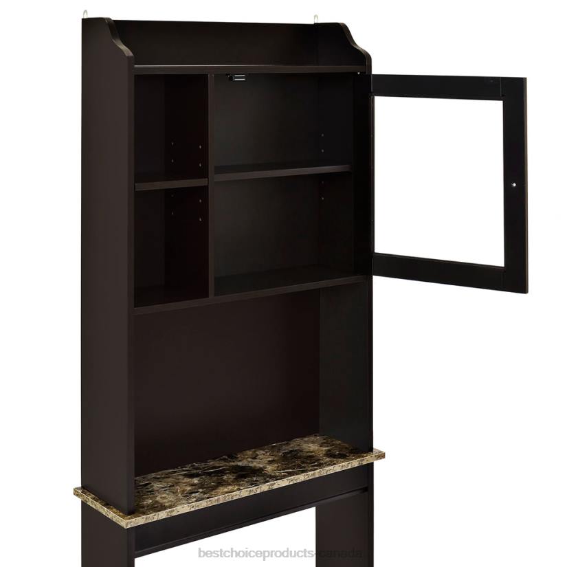 4LT21287 Espresso Best Choice Products Over-the-Toilet Bathroom Storage Cabinet w/ 1 Door