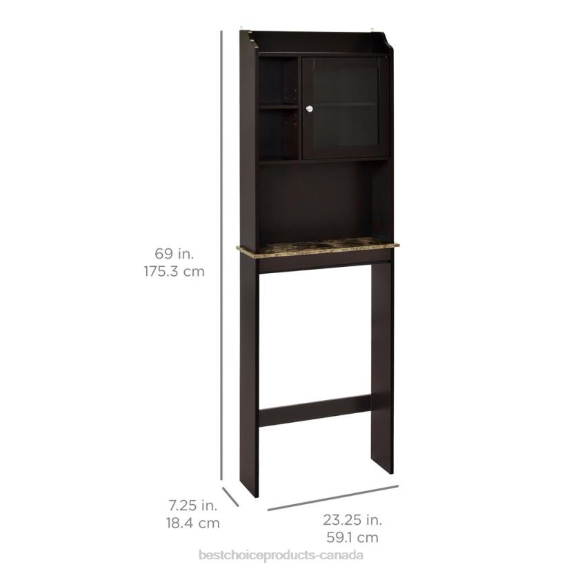 4LT21287 Espresso Best Choice Products Over-the-Toilet Bathroom Storage Cabinet w/ 1 Door
