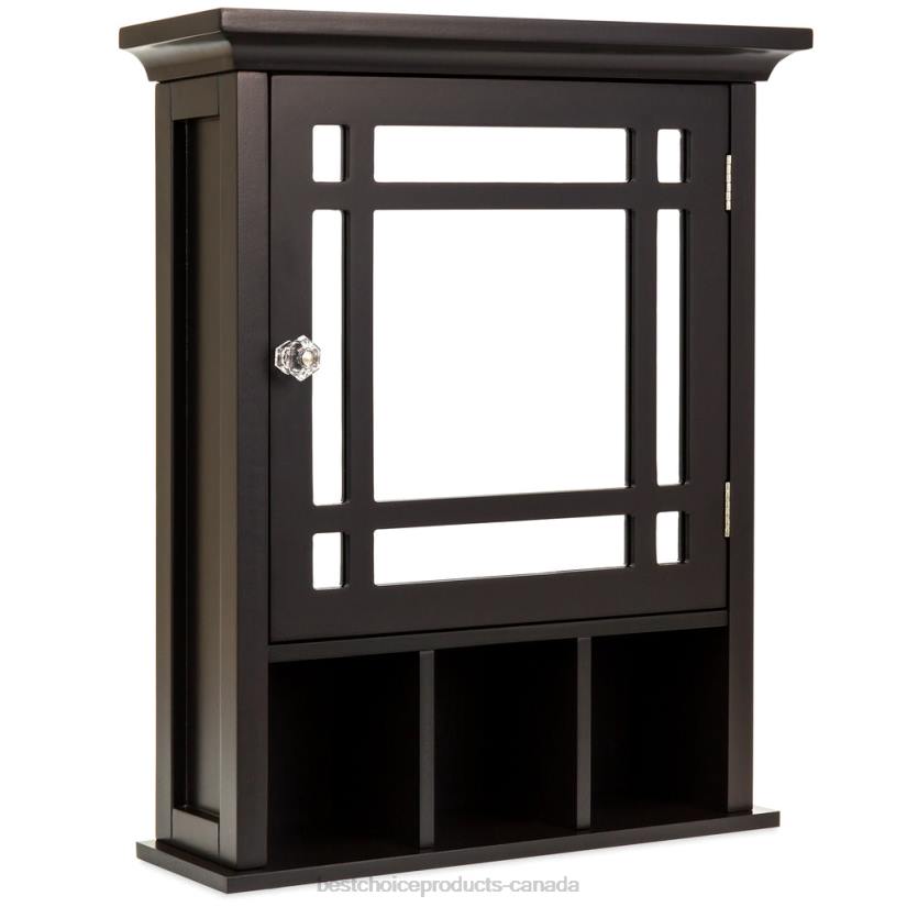 4LT21290 Espresso Best Choice Products Bathroom Vanity Mirror Wall Storage Cabinet