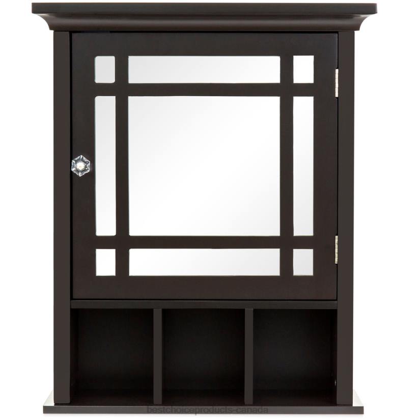 4LT21290 Espresso Best Choice Products Bathroom Vanity Mirror Wall Storage Cabinet