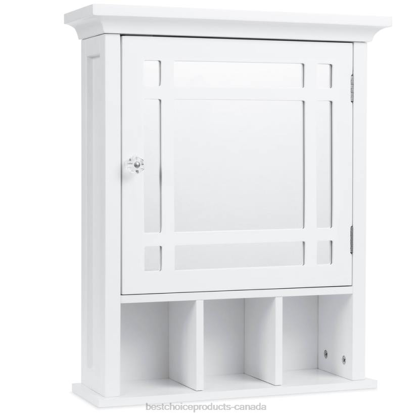 4LT21291 White Best Choice Products Bathroom Vanity Mirror Wall Storage Cabinet
