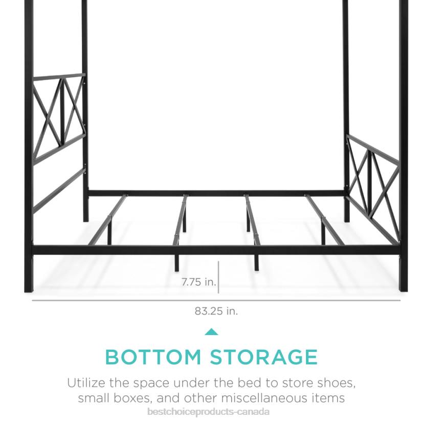 4LT21300 White Best Choice Products 4-Post Queen Size Modern Metal Canopy Bed Frame w/ Headboard, Footboard