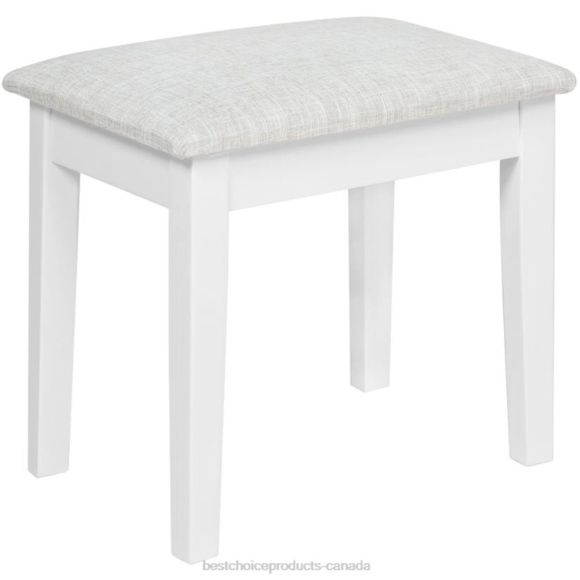 4LT21302 White Best Choice Products Bathroom Vanity Table Set w/ Stool