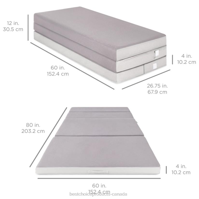 4LT2345 Beauty Best Choice Products Folding Portable Mattress Topper w/ Plush Foam
