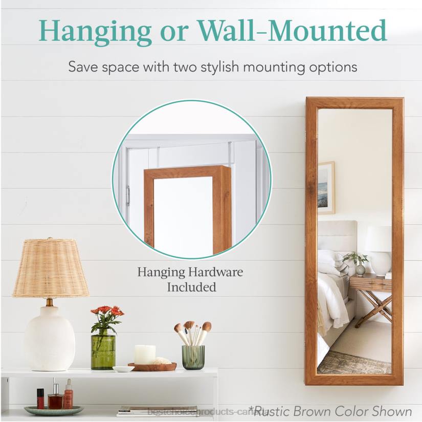4LT2605 Espresso Best Choice Products Door/Wall Mount Mirror Jewelry Cabinet Armoire w/ Inside Mirror, LED Lights