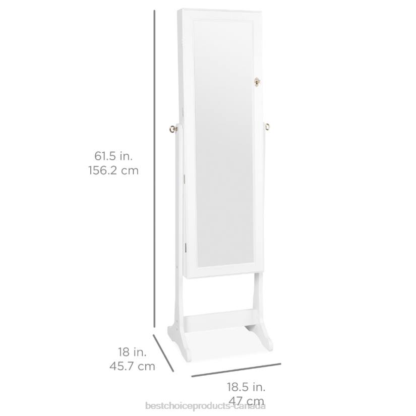 4LT2712 White Best Choice Products 6-Tier Standing Jewelry Mirror Armoire w/ LED Lights