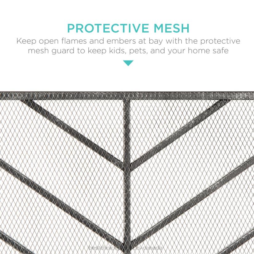 4LT21232 Pewter Best Choice Products Single Panel Iron Chevron Fireplace Screen w/ Antique Finish