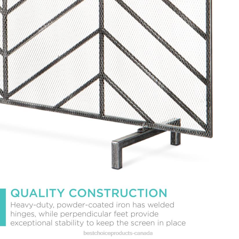 4LT21232 Pewter Best Choice Products Single Panel Iron Chevron Fireplace Screen w/ Antique Finish