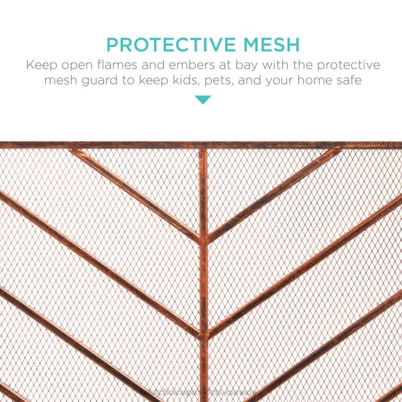 4LT21233 Copper Best Choice Products Single Panel Iron Chevron Fireplace Screen w/ Antique Finish