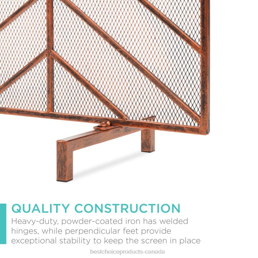 4LT21233 Copper Best Choice Products Single Panel Iron Chevron Fireplace Screen w/ Antique Finish