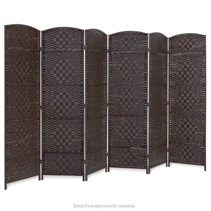 4LT21283 Dark Mocha Best Choice Products 6ft Tall Room Divider, 6-Panel Diamond Weave Folding Privacy Screen