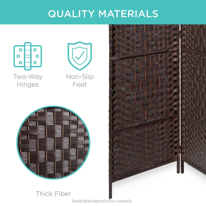 4LT21283 Dark Mocha Best Choice Products 6ft Tall Room Divider, 6-Panel Diamond Weave Folding Privacy Screen