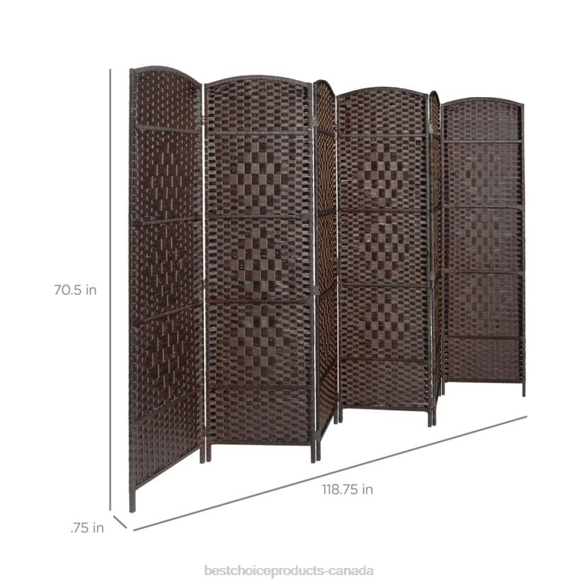 4LT21283 Dark Mocha Best Choice Products 6ft Tall Room Divider, 6-Panel Diamond Weave Folding Privacy Screen