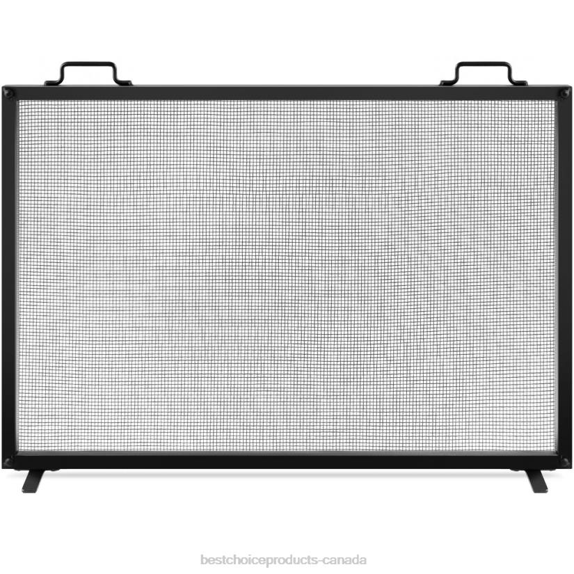 4LT2346 Black Best Choice Products Single Panel Handcrafted Steel Mesh Fireplace Screen w/ Handles