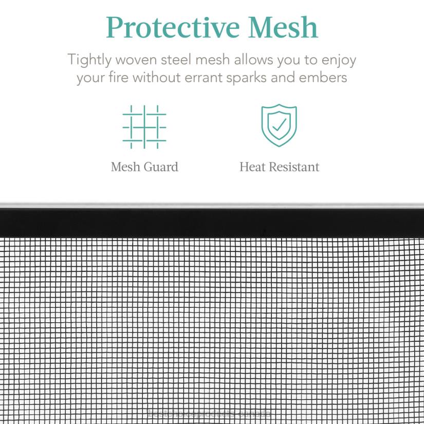 4LT2346 Black Best Choice Products Single Panel Handcrafted Steel Mesh Fireplace Screen w/ Handles